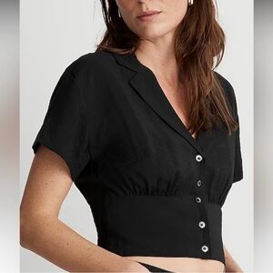 NWT Madewell Maria Drapey Black Button Down Top